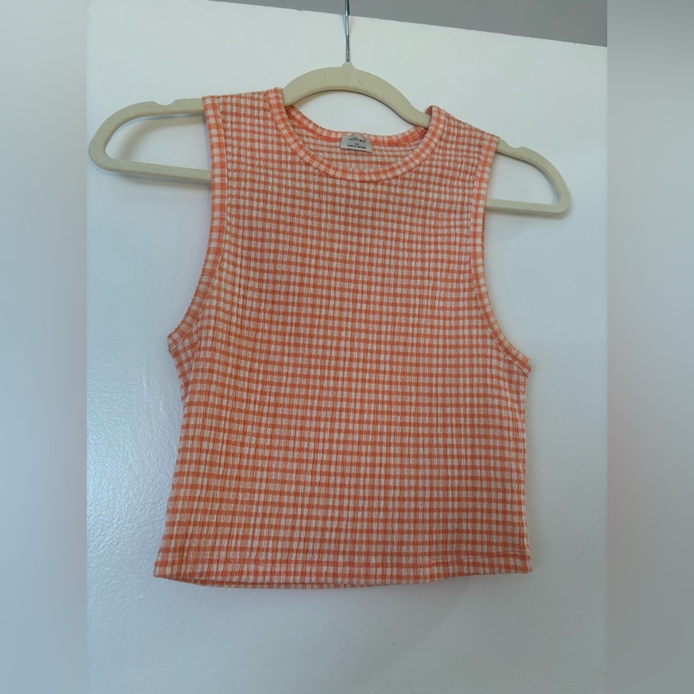 Aritzia orange white gingham sleeveless top